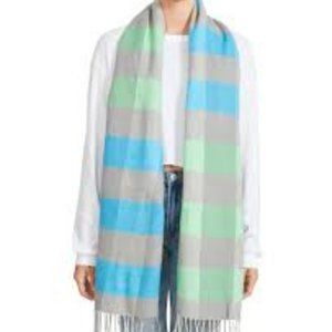 (#K) Steve Madden Women's Large Plaid Check Blanket Fringe Scarf "Cool Pop"